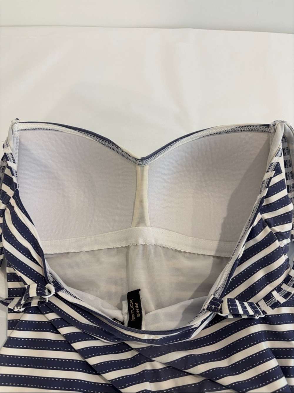NIPTUCK Joanne twist front one piece bathing suit striped swim suit ruching 14 - Picture 8 of 14